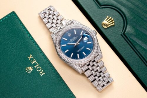 Rolex DateJust 126334 Blue Dial Full Diamond Moissanite 41mm - Image 3