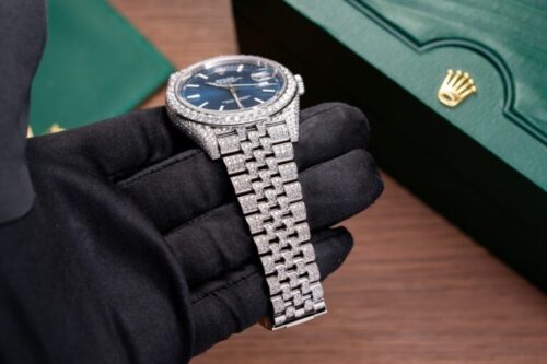 Rolex DateJust 126334 Blue Dial Full Diamond Moissanite 41mm - Image 4