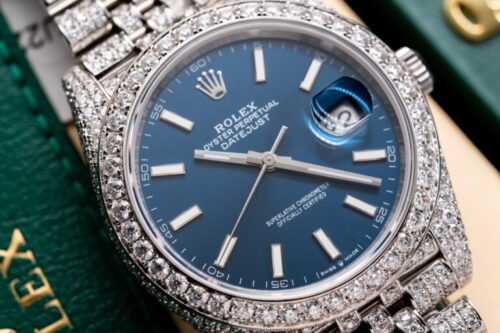 Rolex DateJust 126334 Blue Dial Full Diamond Moissanite 41mm - Image 5