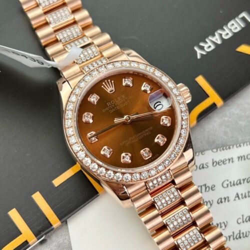 Rolex DateJust Gold Wrapped Moissanite With Chocolate Dial 31mm - Image 2