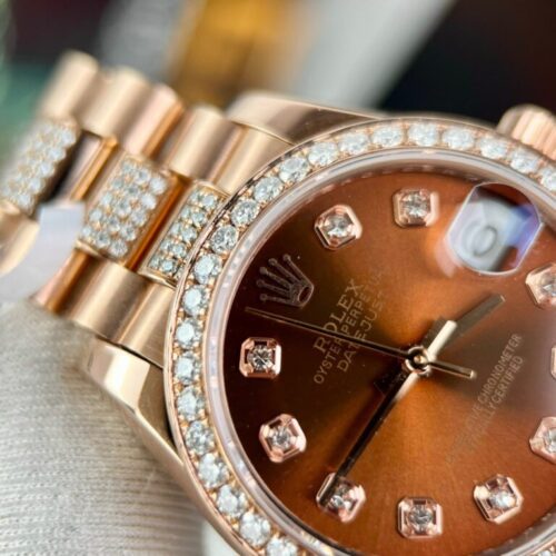 Rolex DateJust Gold Wrapped Moissanite With Chocolate Dial 31mm - Image 3