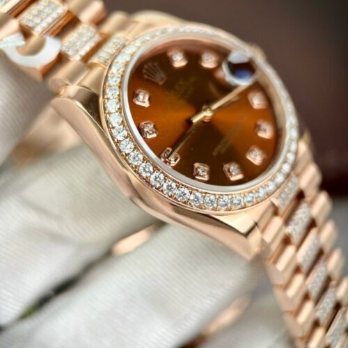 Rolex DateJust Gold Wrapped Moissanite With Chocolate Dial 31mm - Image 4