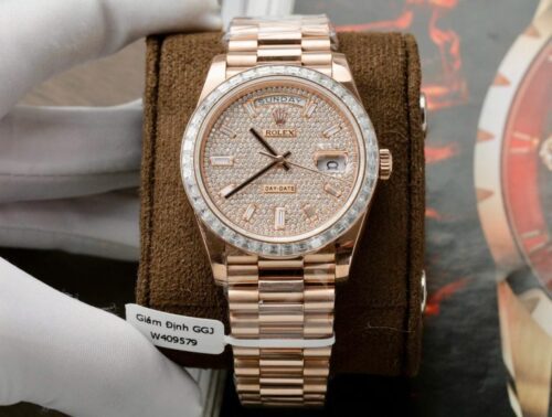 Rolex Day-Date Gold Wrapped + Moissanite Baguette Diamonds GMF 40mm