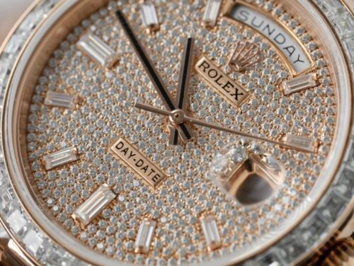 Rolex Day-Date Gold Wrapped + Moissanite Baguette Diamonds GMF 40mm - Image 3