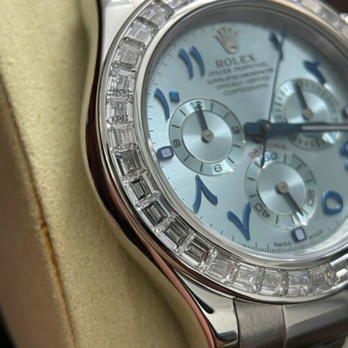 Rolex Daytona Replica Watch Custom 18K Solid White Gold Baguette Diamonds 40mm - Image 3