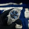 Rolex DateJust Dial Blue Custom Full Diamonds Moissanite 41mm - Image 6