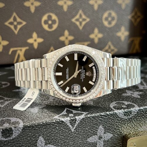 Rolex Day-Date Black Dial Custom Moissanite Diamonds 40mm - Image 4