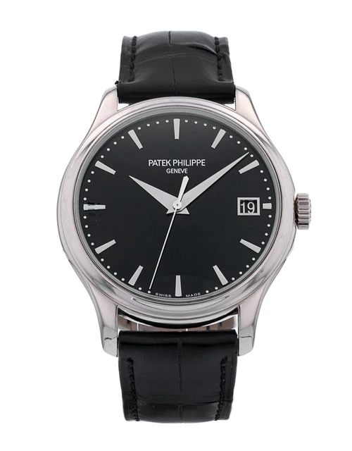 Calatrava 5227 SS 3KF 1:1 Best Edition Black Dial on Black Leather Strap A324 Super Clone V2