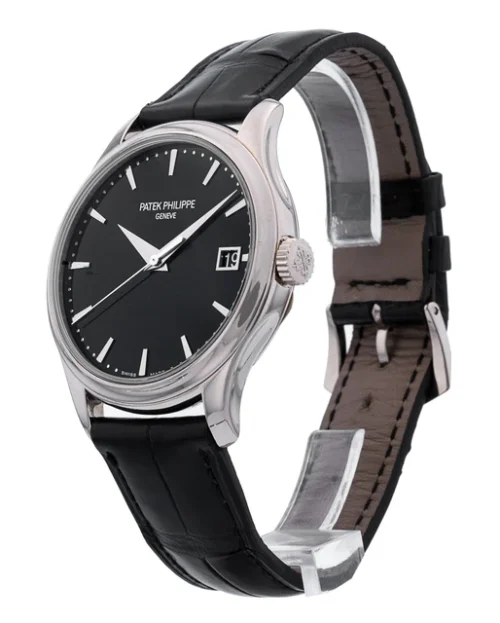 Calatrava 5227 SS 3KF 1:1 Best Edition Black Dial on Black Leather Strap A324 Super Clone V2 - Image 2