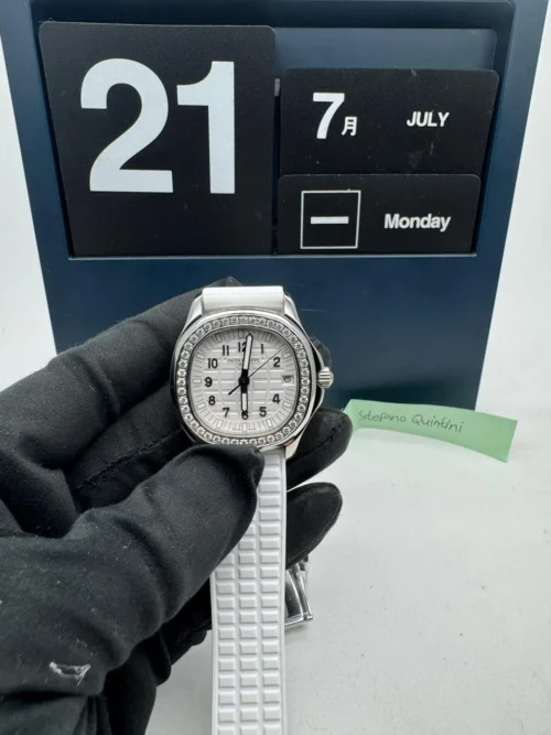 Aquanaut 5067A SS PPF 1:1 Best Edition White Textured Dial on White Rubber Strap RONDA Quartz - Image 3