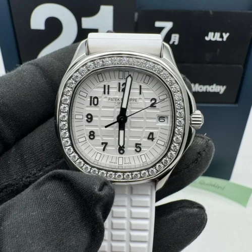 Aquanaut 5067A SS PPF 1:1 Best Edition White Textured Dial on White Rubber Strap RONDA Quartz