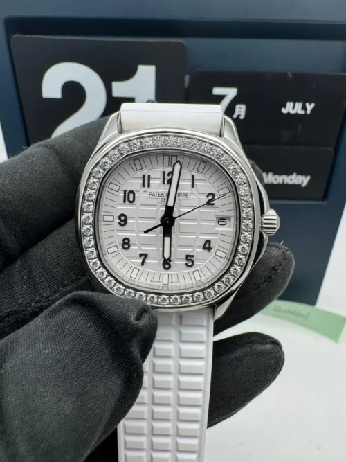 Aquanaut 5067A SS PPF 1:1 Best Edition White Textured Dial on White Rubber Strap RONDA Quartz
