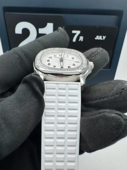 Aquanaut 5067A SS PPF 1:1 Best Edition White Textured Dial on White Rubber Strap RONDA Quartz - Image 7