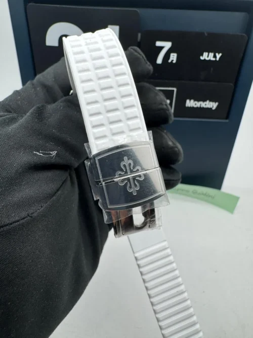 Aquanaut 5067A SS PPF 1:1 Best Edition White Textured Dial on White Rubber Strap RONDA Quartz - Image 14