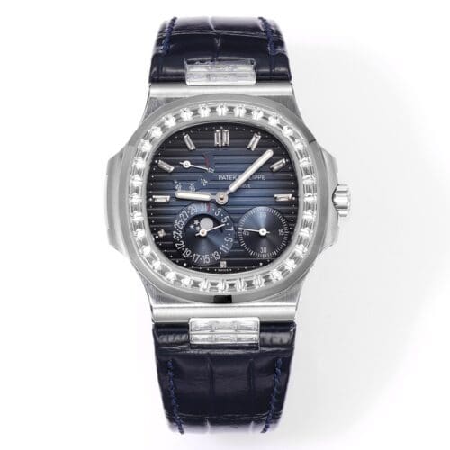 Nautilus 40mm 5724 Dia SS Blue/Stk PPF on Leather Strap A240 Super Clone