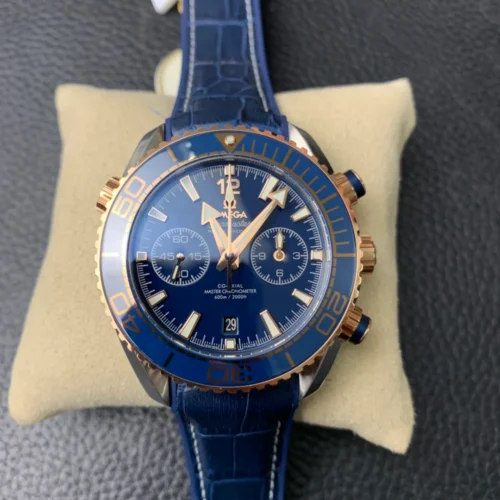 Omega Seamaster Planet Ocean 600M Chronograph Gold Blue Dial - Image 4