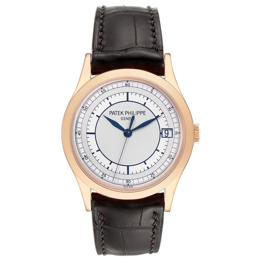 Calatrava 5296G RG ZF 1:1 Best Edition White Dial Blue Hands on Blue Leather Strap 324CS