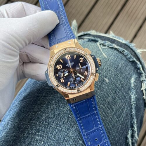 Hublot Big Bang Chronograph King Gold Blue with Diamond Bezel 44mm - Image 2