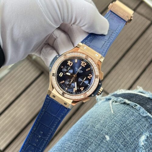 Hublot Big Bang Chronograph King Gold Blue with Diamond Bezel 44mm