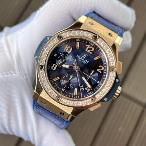 Hublot Big Bang Chronograph King Gold Blue with Diamond Bezel 44mm - Image 3