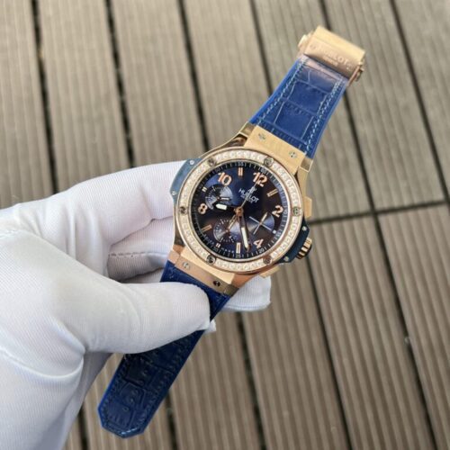 Hublot Big Bang Chronograph King Gold Blue with Diamond Bezel 44mm - Image 4