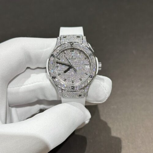 Hublot Classic Fusion White Full Moissanite Diamonds 33mm