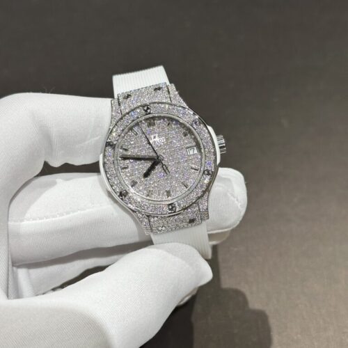 Hublot Classic Fusion White Full Moissanite Diamonds 33mm - Image 3