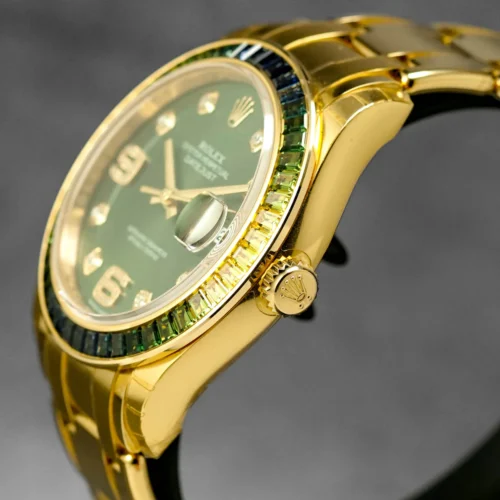 Datejust 39mm Pearlmaster Yellow Gold Olive Green Diamond Dial - Image 3