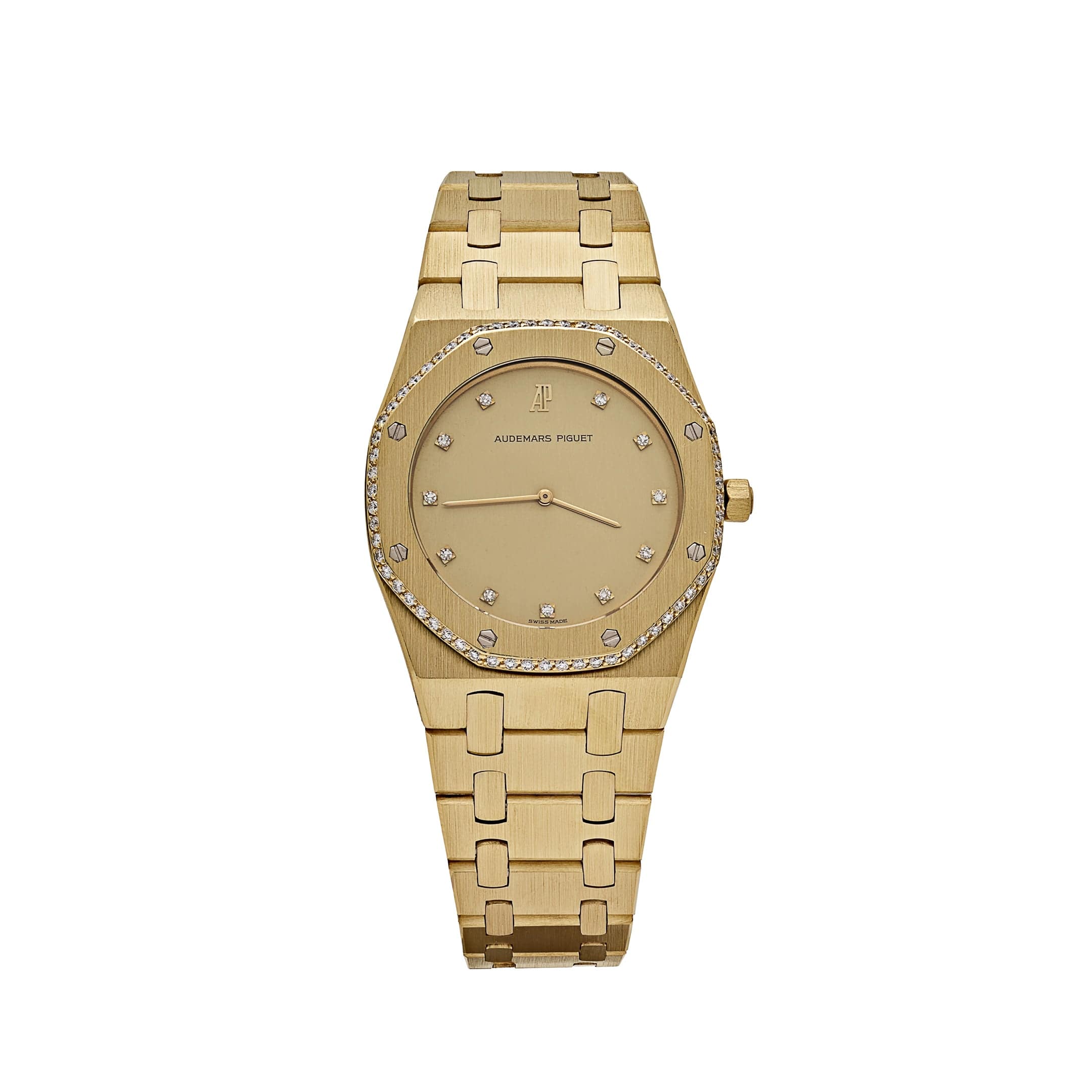  Royal Oak Yellow Gold Diamond Dial Diamond Bezel Quartz