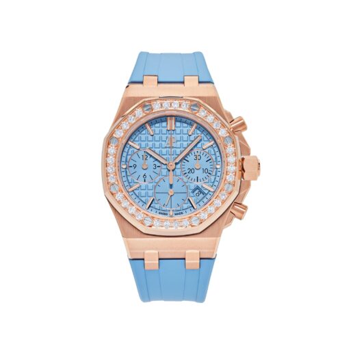 Audemars Piguet Royal Oak Offshore Chronograph Rose Gold Blue Dial Diamond Bezel