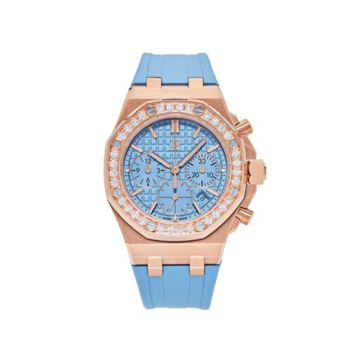 Audemars Piguet Royal Oak Offshore Chronograph Rose Gold Blue Dial Diamond Bezel