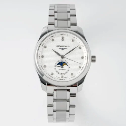 Longines Master Moonphase SS/SS White/Diamond Dial