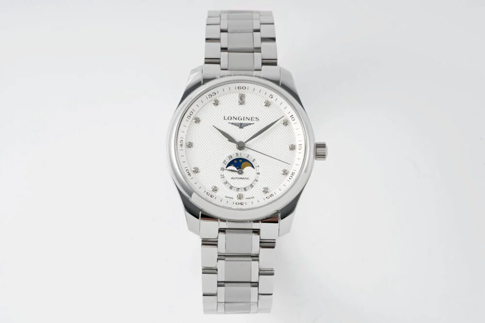 Longines Master Moonphase SS/SS White/Diamond Dial