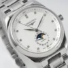 Longines Master Moonphase SS/SS White/Diamond Dial - Image 3