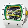 RM61-01 APSF White Ceramic/RU Skeleton Dial on White Rubber Strap  - Image 4