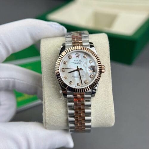 Rolex DateJust 31mm Gold Wrapped with Mother Of Pearl Dial and Natural Diamond Markers - GM Factory