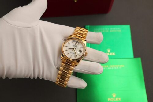 Rolex Day-Date 36mm Mother Of Pearl Dial Custom Gold Wrapped - Image 4