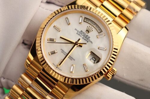 Rolex Day-Date 36mm Mother Of Pearl Dial Custom Gold Wrapped - Image 7