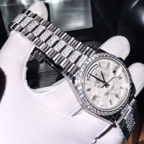 Rolex Day-Date 40mm Meteorite Dial with Moissanite Diamonds (Custom) - Image 3