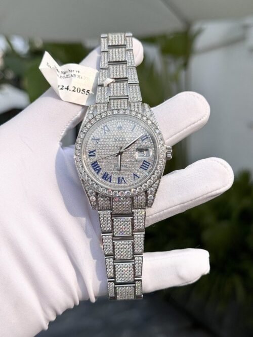 Rolex DateJust Full Moissanite Diamonds Custom 41mm