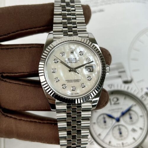 Rolex DateJust Mother Of Pearl Dial Moissanite Diamonds 41mm