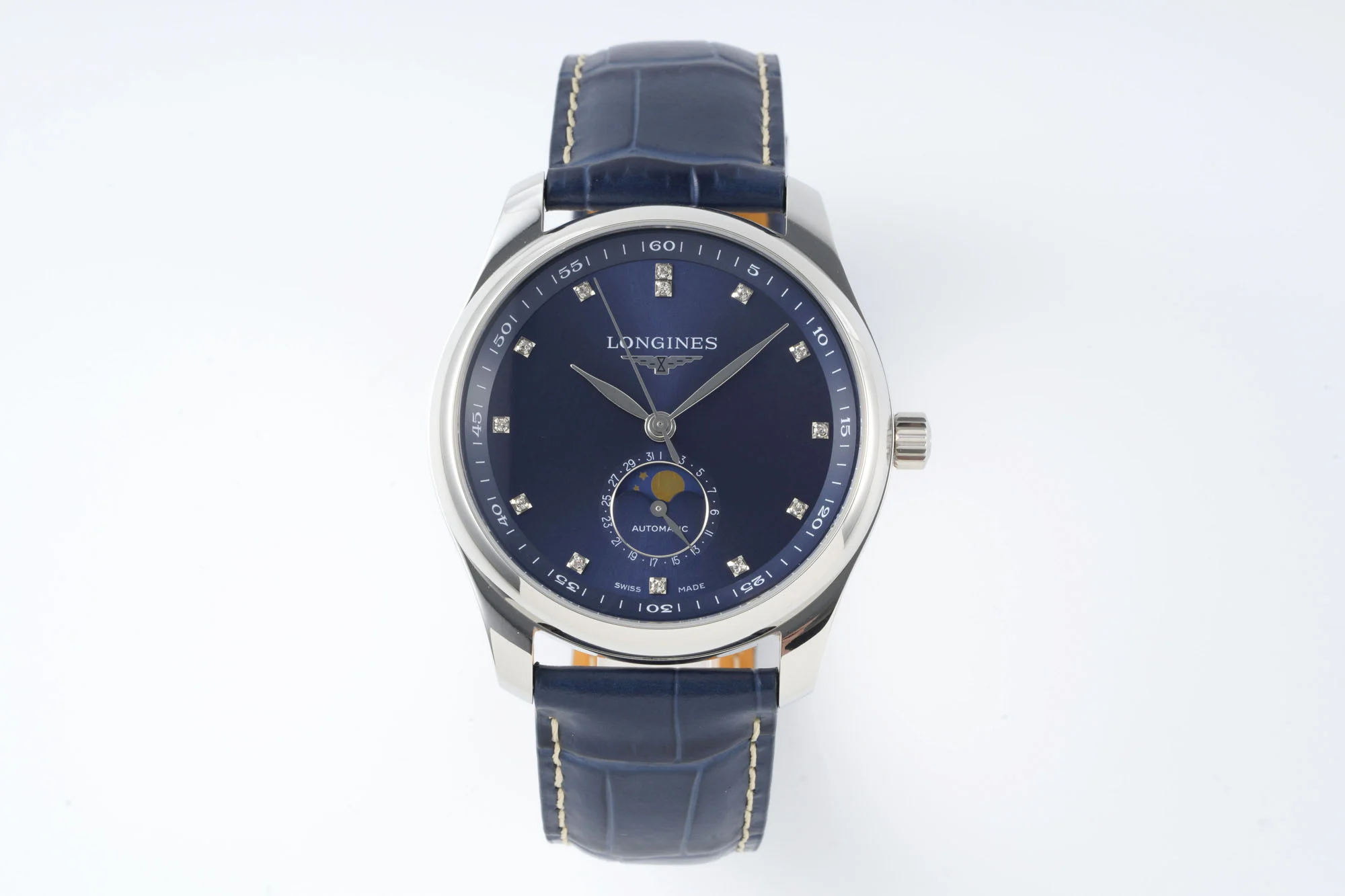 Longines – Master Moonphase SS/LE Blue/Diam Dial 