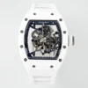 RM055 APSF White Cer/RU Skeleton Dial On White Rubber Strap 