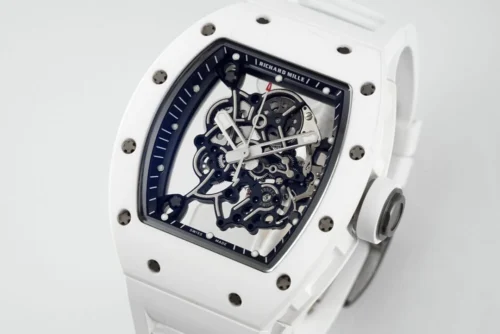RM055 APSF White Cer/RU Skeleton Dial On White Rubber Strap  - Image 2