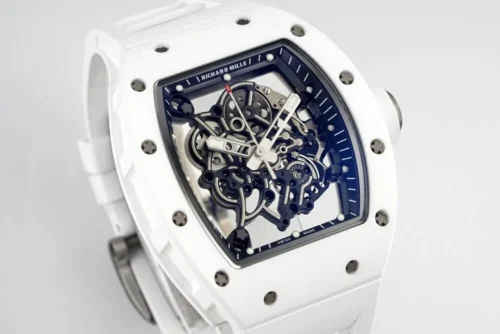 RM055 APSF White Cer/RU Skeleton Dial On White Rubber Strap  - Image 3