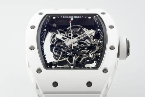 RM055 APSF White Cer/RU Skeleton Dial On White Rubber Strap  - Image 4