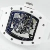 RM055 APSF White Cer/RU Skeleton Dial On White Rubber Strap  - Image 5