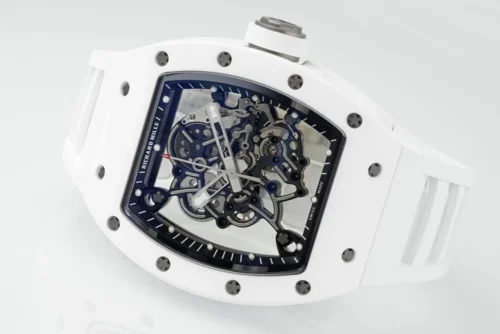 RM055 APSF White Cer/RU Skeleton Dial On White Rubber Strap  - Image 5