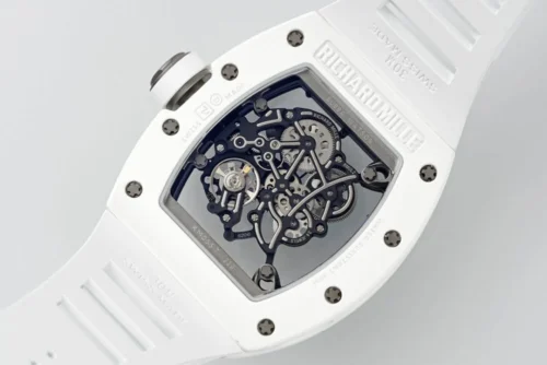 RM055 APSF White Cer/RU Skeleton Dial On White Rubber Strap  - Image 6