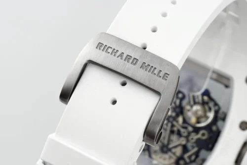 RM055 APSF White Cer/RU Skeleton Dial On White Rubber Strap  - Image 7